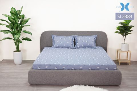 Bộ ga chun kèm gối 3 món Sateen in hoa SI2384