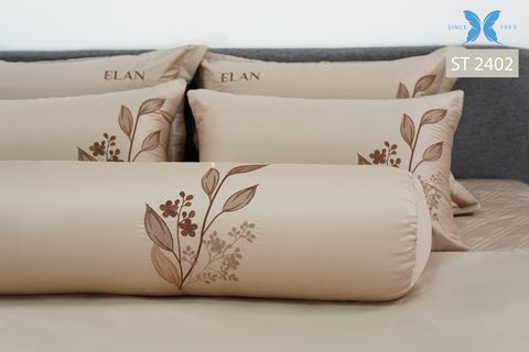 Bộ chăn ga gối 7 món Sateen thêu ST2402