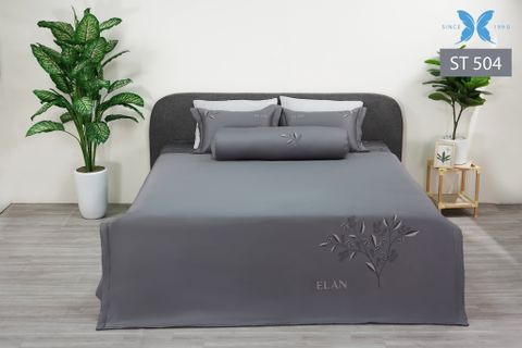 Bộ chăn ga gối 5 món Sateen thêu ST504