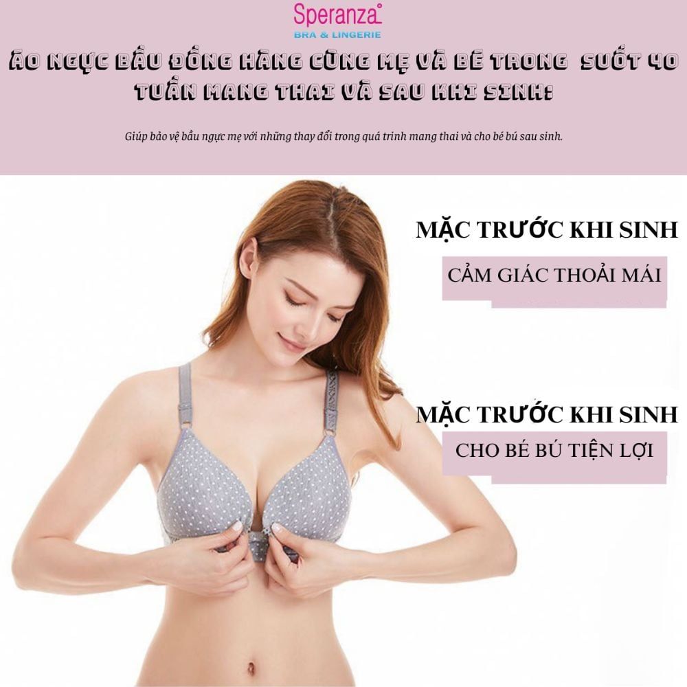 Áo ngực cho bé bú họa tiết chấm bi có cúc bấm giữa ngực tiện lợi thoải mái SPAB639SH