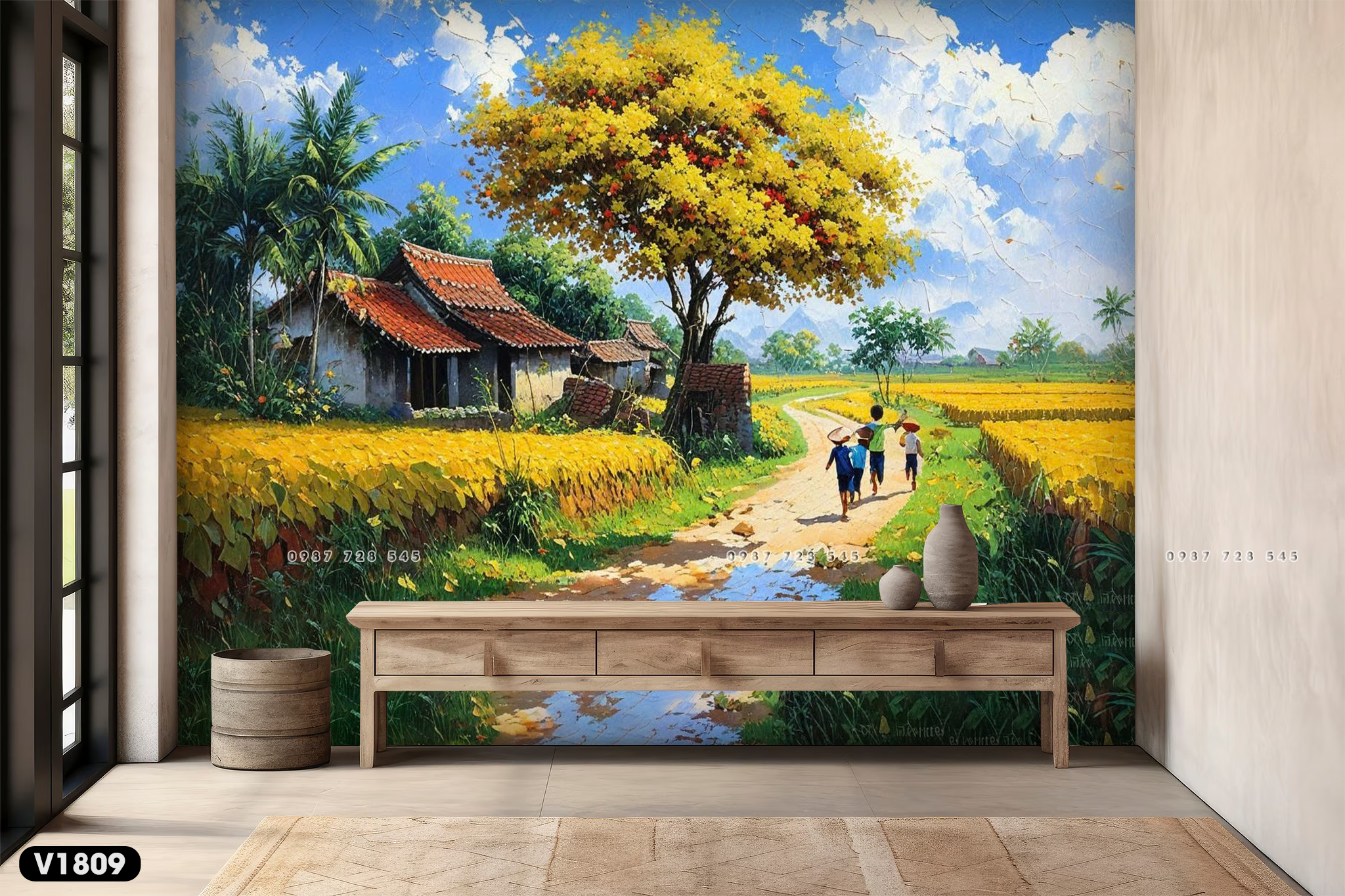 Tranh Dán Tường Phong Cảnh Đồng Quê 3D 5D 8D - V1809