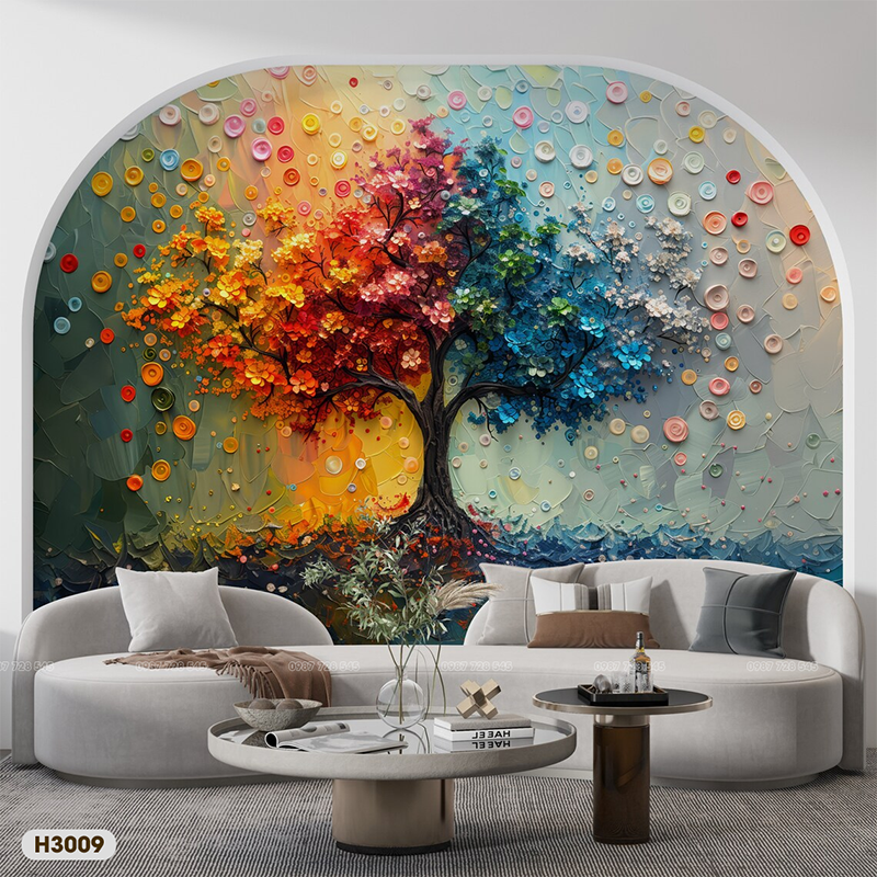 Tranh Dán Tường Hoa 3D 5D 8D - H3009