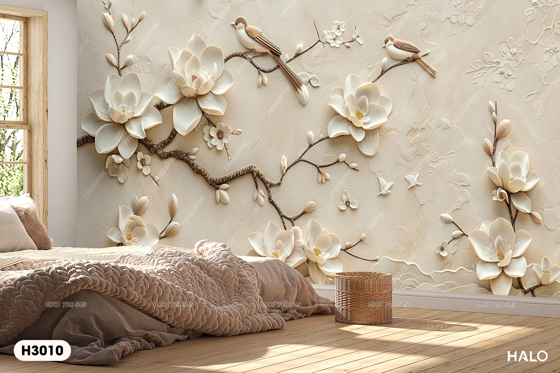 Tranh Dán Tường Hoa 3D 5D 8D - H3010