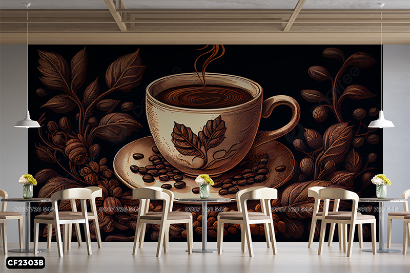 Tranh Dán Tường Coffee 3D 5D 8D - CF2303B