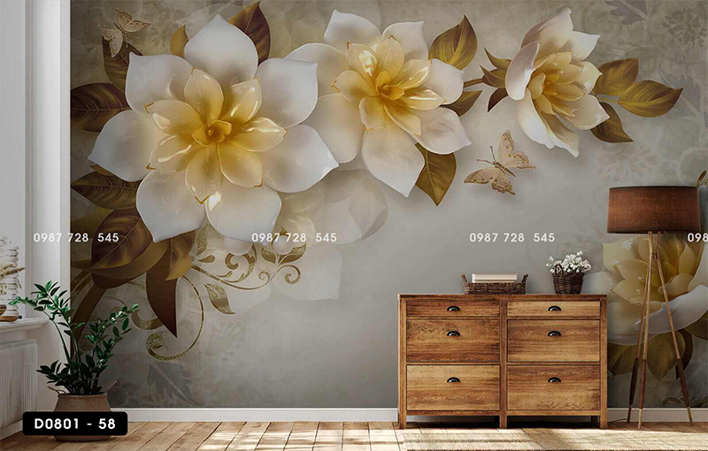 Tranh Dán Tường Hoa 3D 5D 8D - D0801 - 58