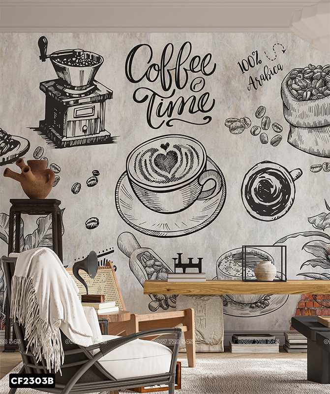 Tranh Dán Tường Coffee 3D 5D 8D - CF2303B
