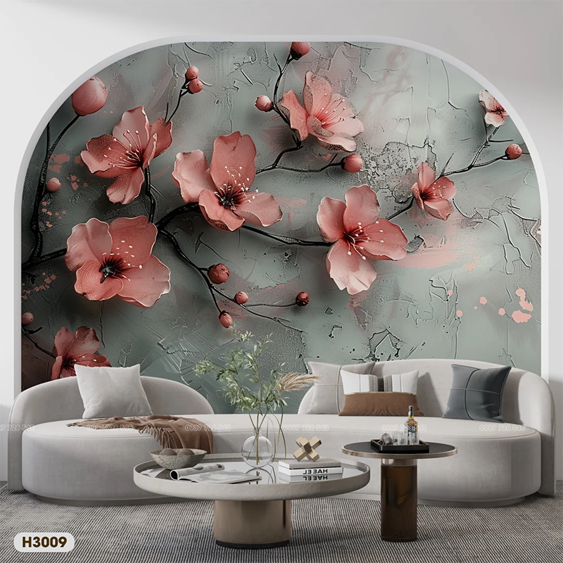 Tranh Dán Tường Hoa 3D 5D 8D - H3009