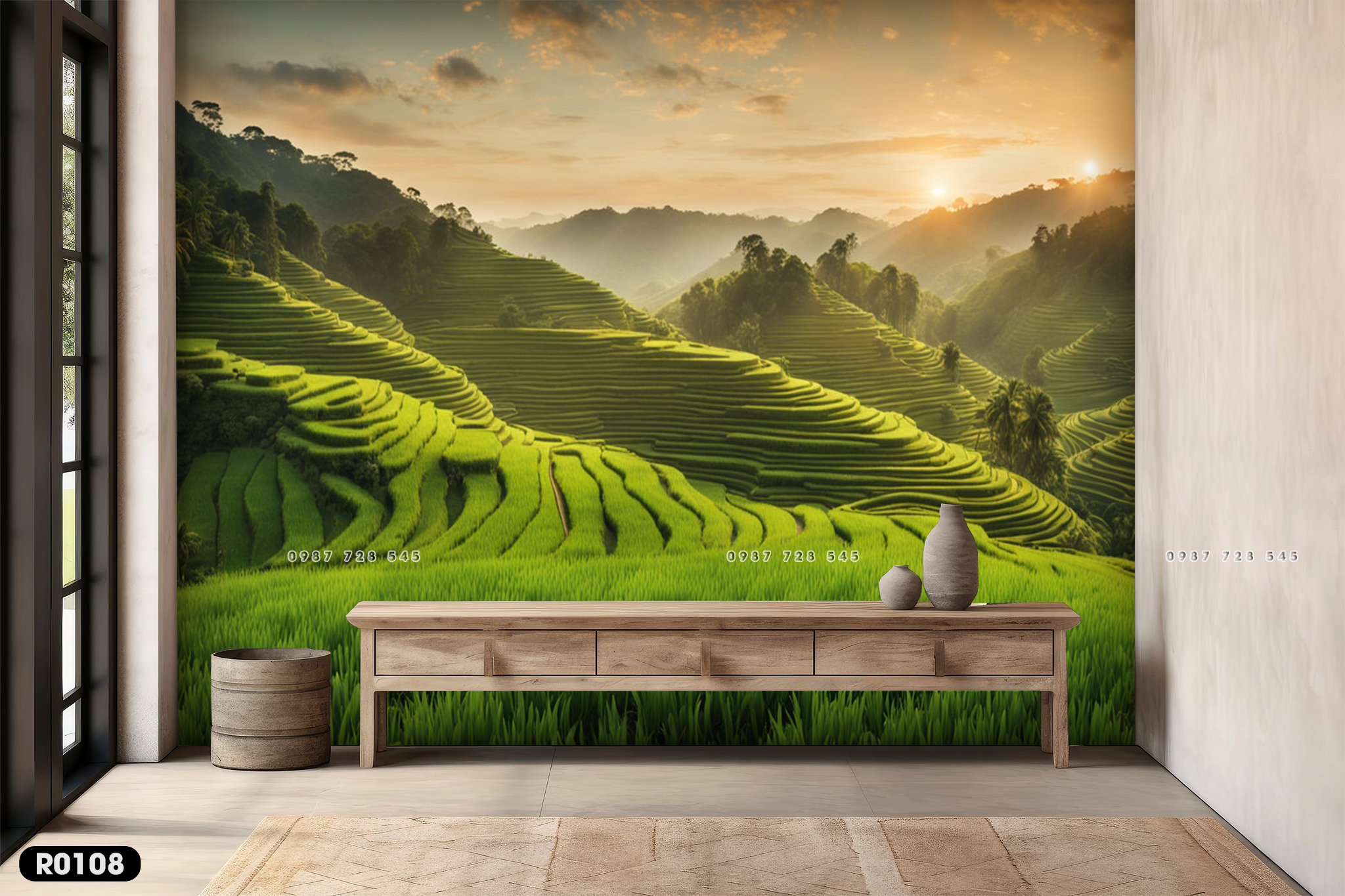 Tranh Dán Tường Phong Cảnh Ruộng Bậc Thang 3D 5D 8D - R0108