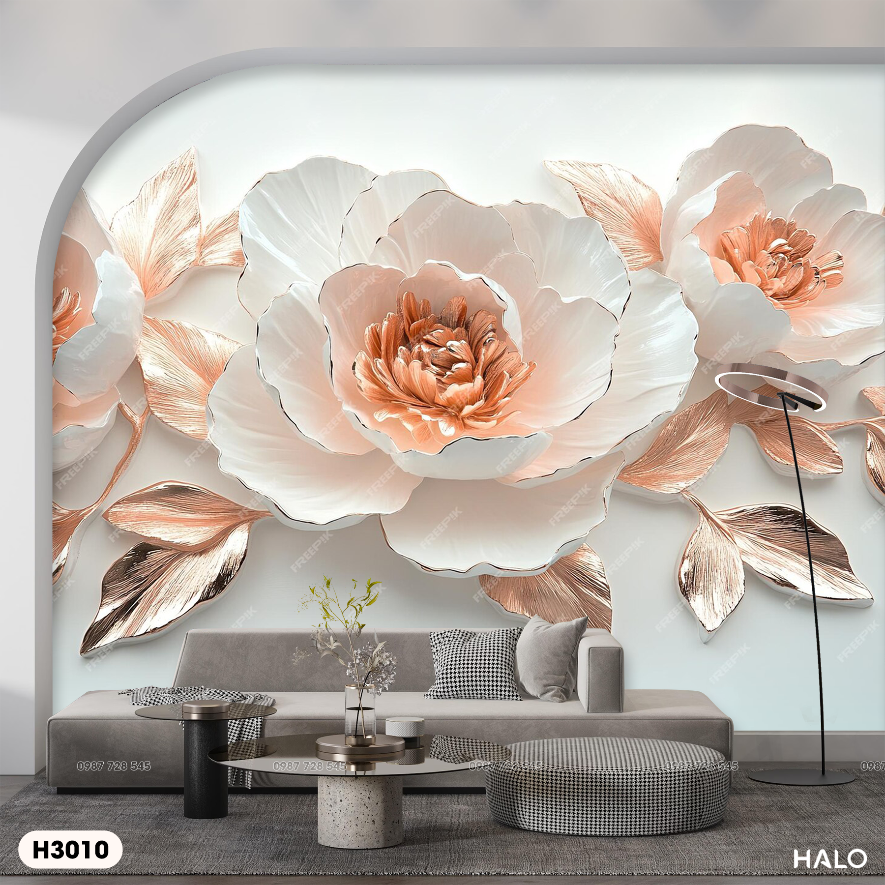 Tranh Dán Tường Hoa 3D 5D 8D - H3010