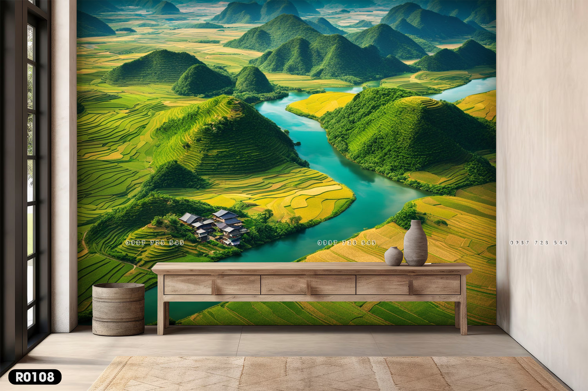 Tranh Dán Tường Phong Cảnh Ruộng Bậc Thang 3D 5D 8D - R0108