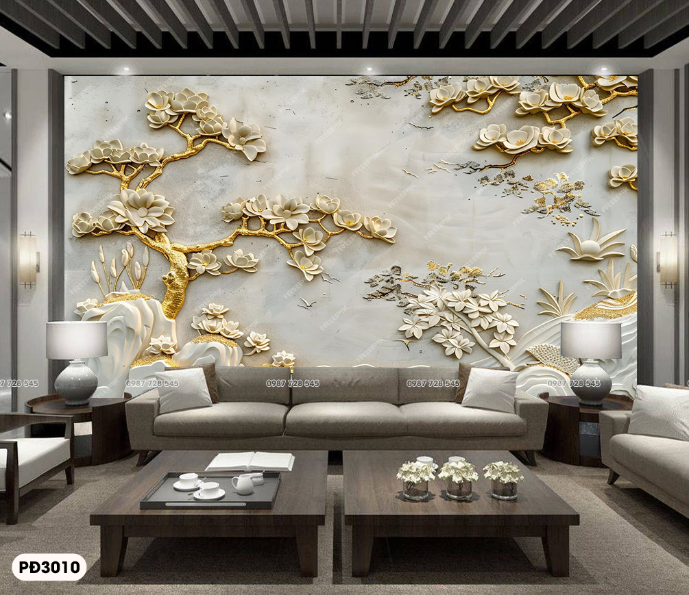Tranh Dán Tường Phong Cảnh Sơn Thủy 3D 5D 8D - PĐ3010