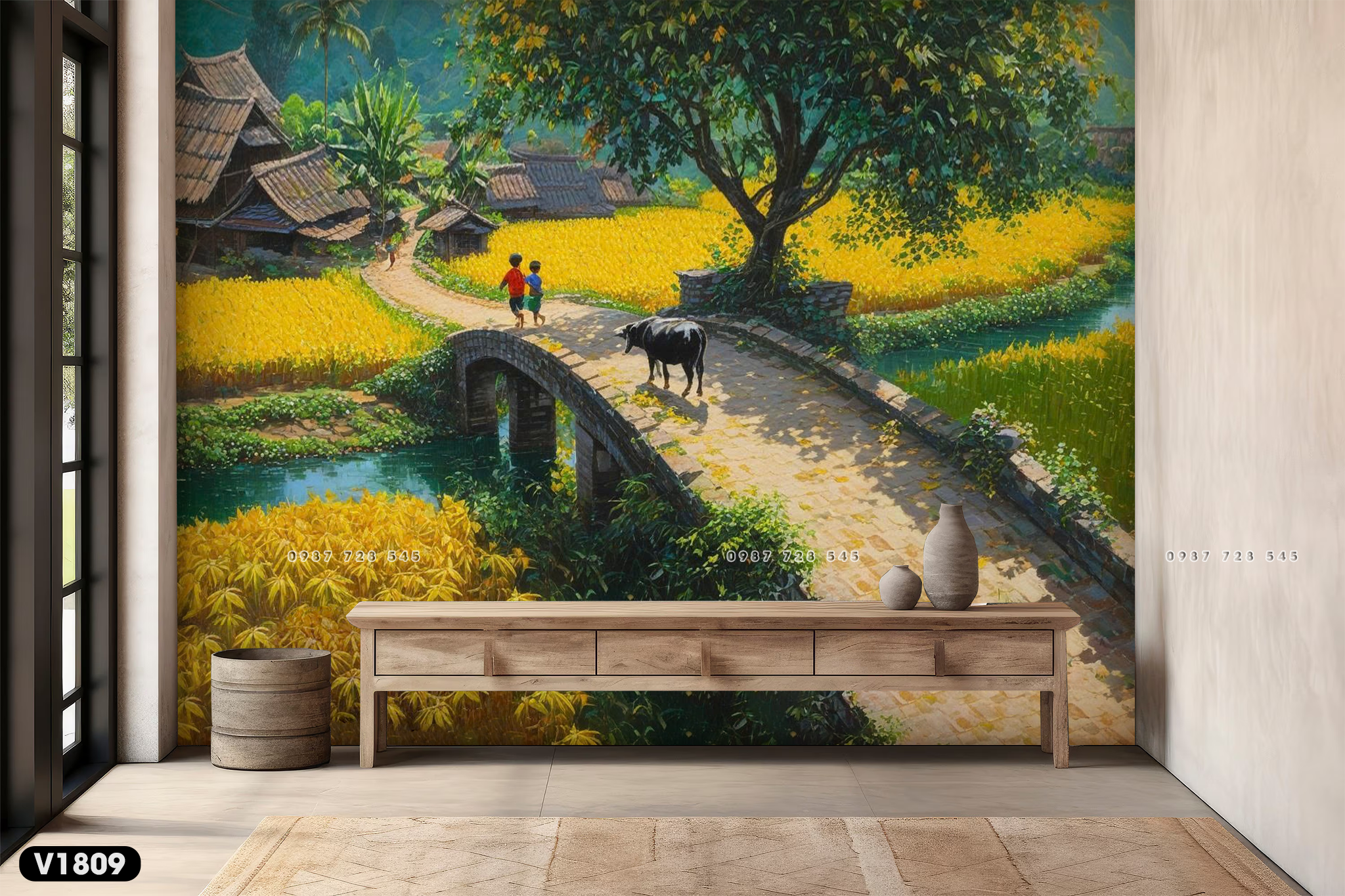 Tranh Dán Tường Phong Cảnh Đồng Quê 3D 5D 8D - V1809