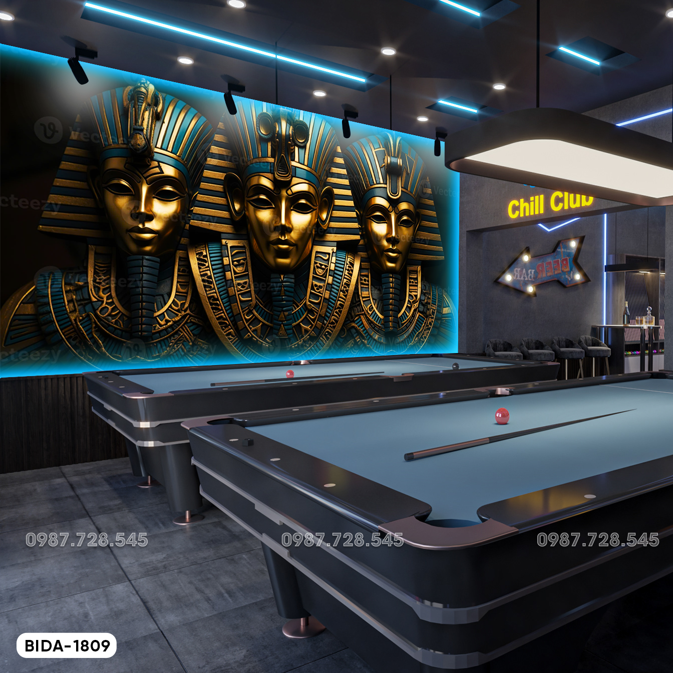 Tranh Dán Tường Quán Bida 3D 5D 8D - BD1809