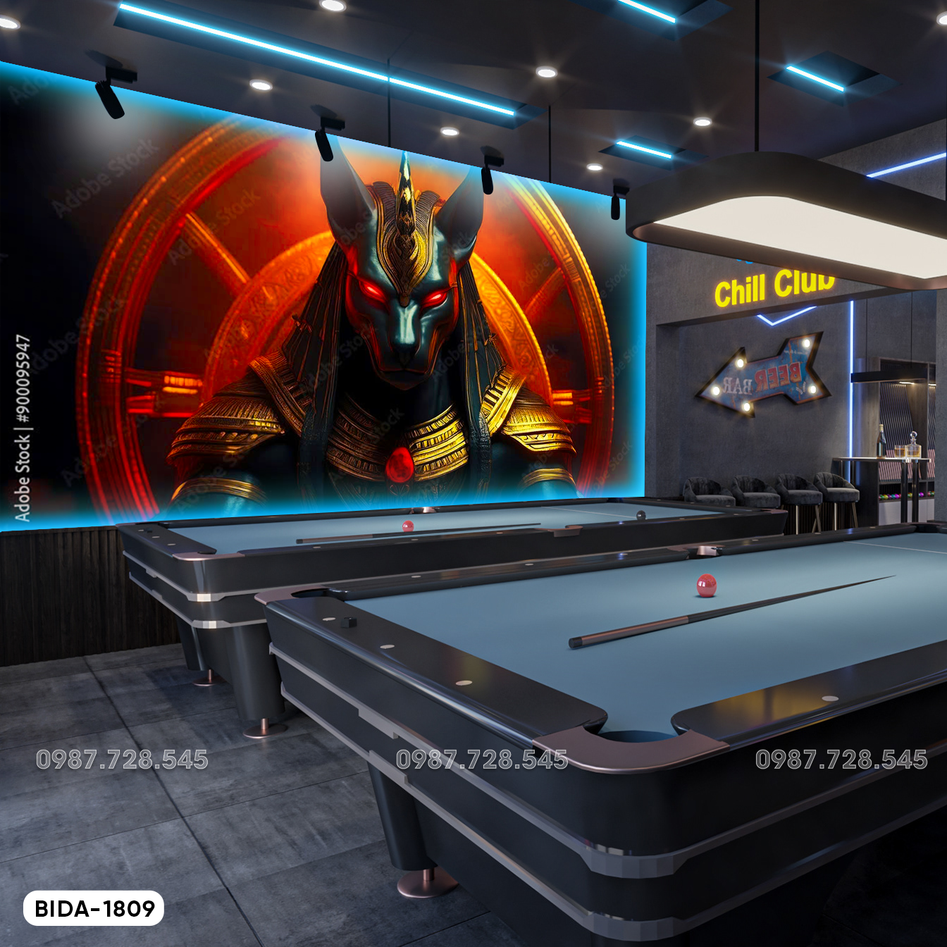 Tranh Dán Tường Quán Bida 3D 5D 8D - BD1809