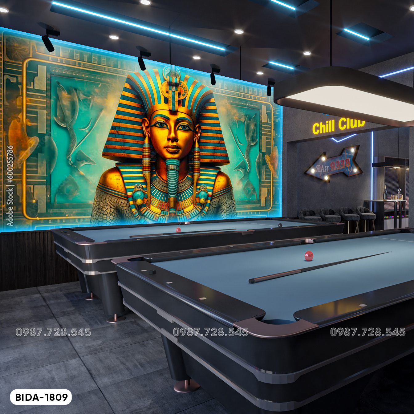 Tranh Dán Tường Quán Bida 3D 5D 8D - BD1809