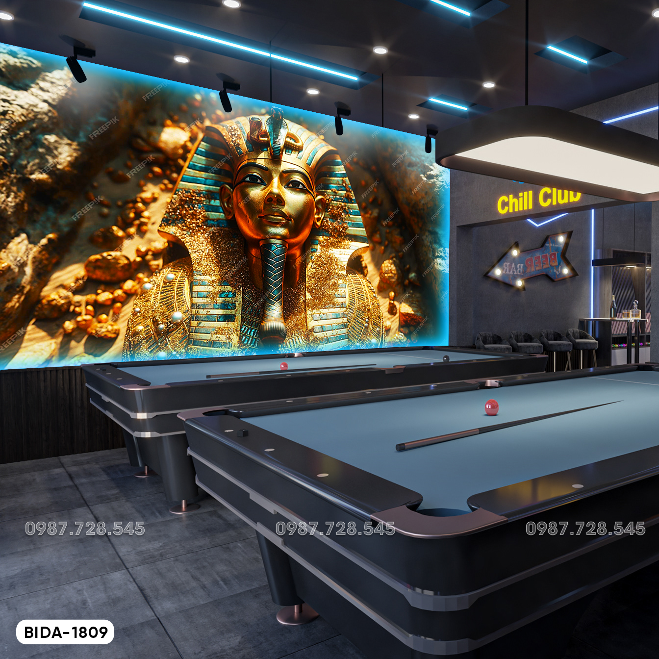 Tranh Dán Tường Quán Bida 3D 5D 8D - BD1809