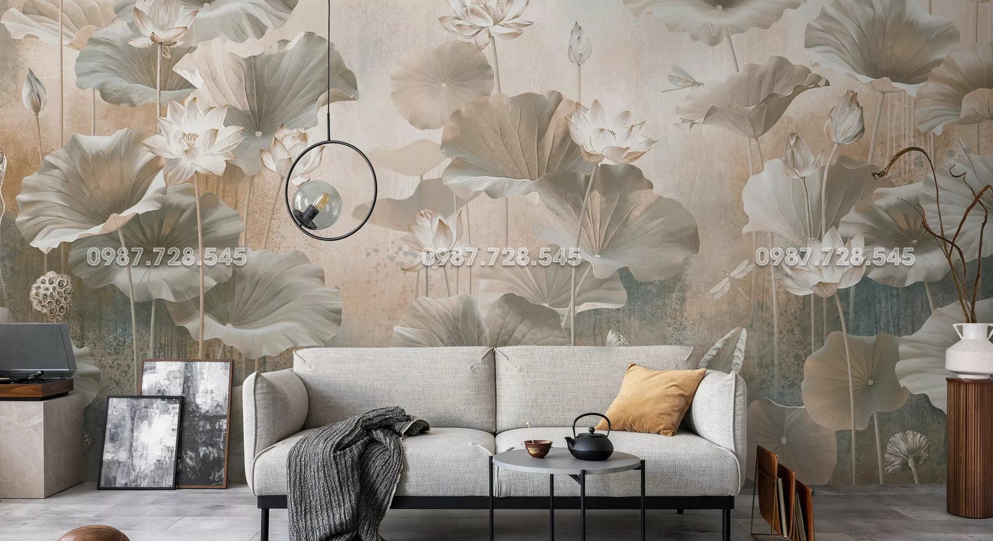 Tranh Dán Tường Hoa Sen 3D 5D 8D