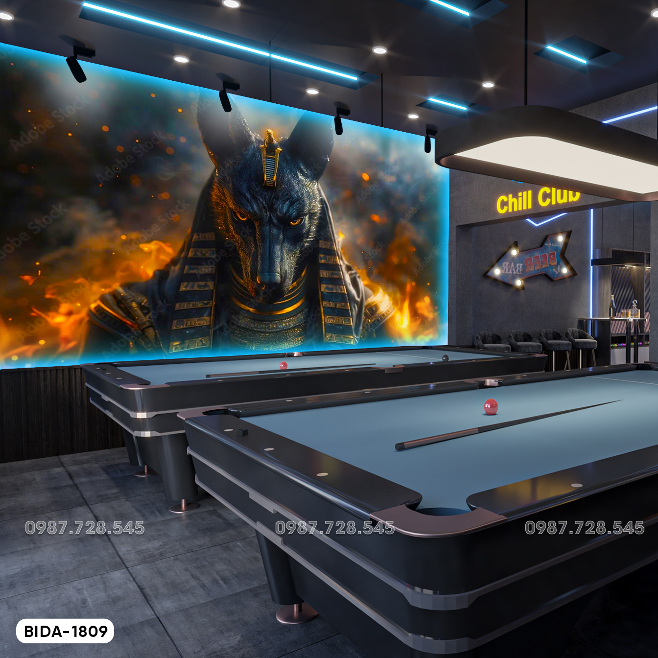 Tranh Dán Tường Quán Bida 3D 5D 8D - BD1809