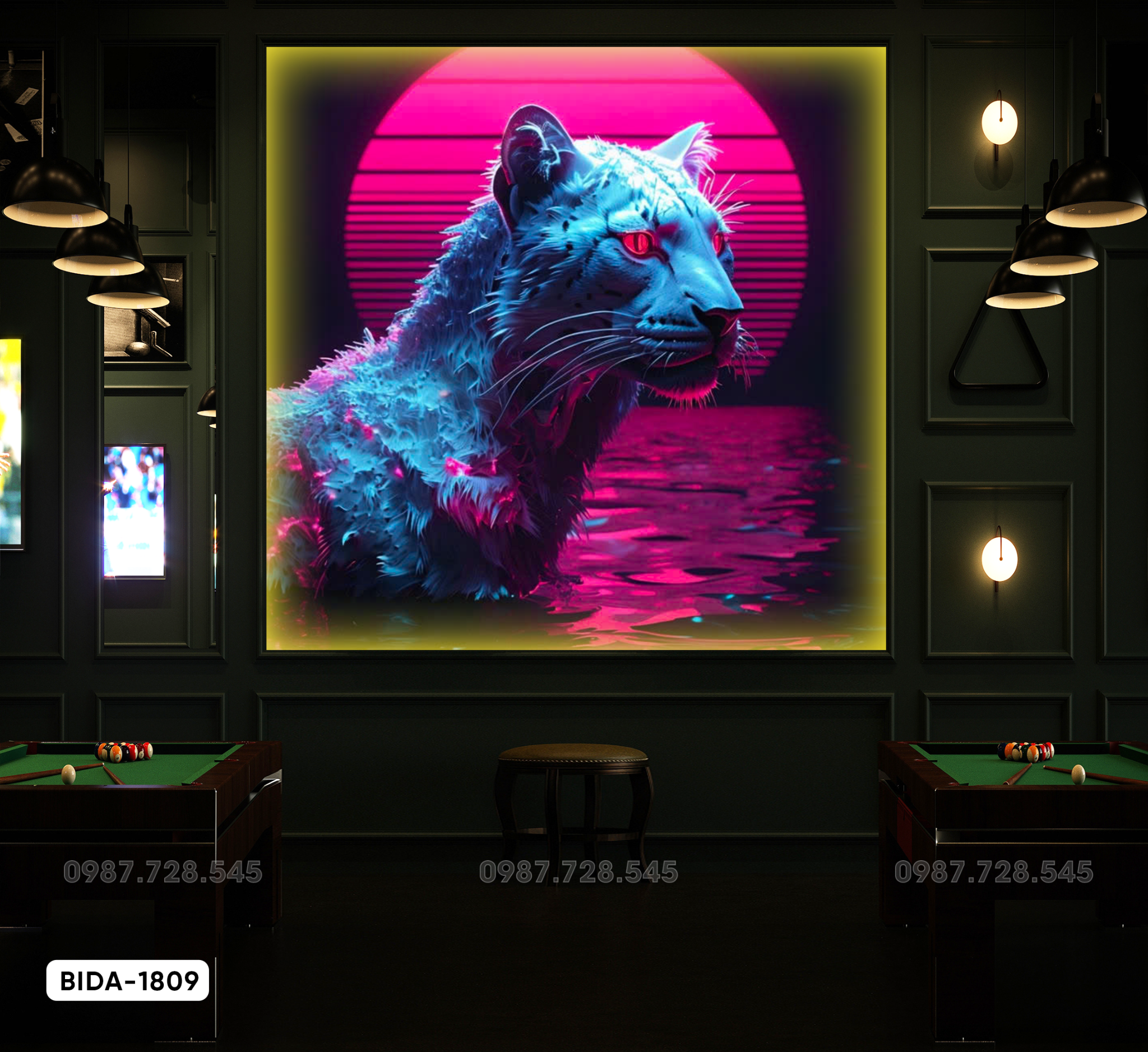 Tranh Dán Tường Quán Bida 3D 5D 8D - BD1809