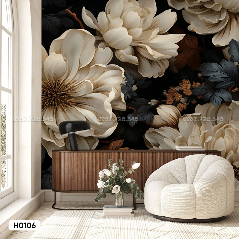 Tranh Dán Tường Hoa 3D 5D 8D - H0106