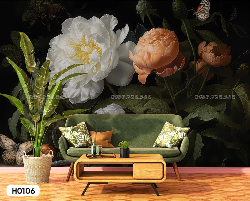 Tranh Dán Tường Hoa 3D 5D 8D - H0106