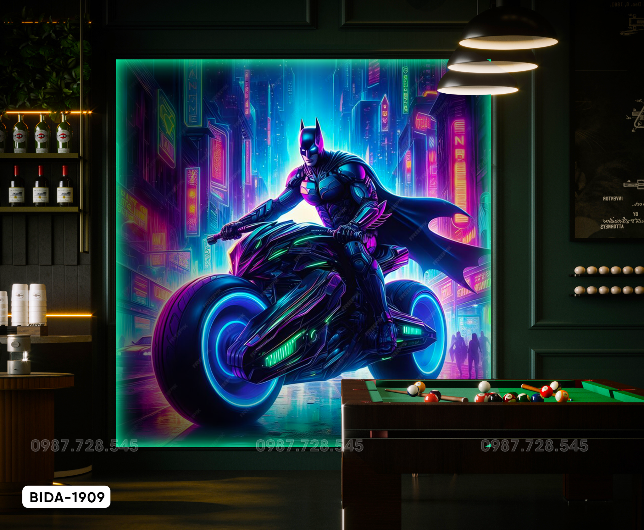 Tranh Dán Tường Quán Bida 3D 5D 8D - BD1909