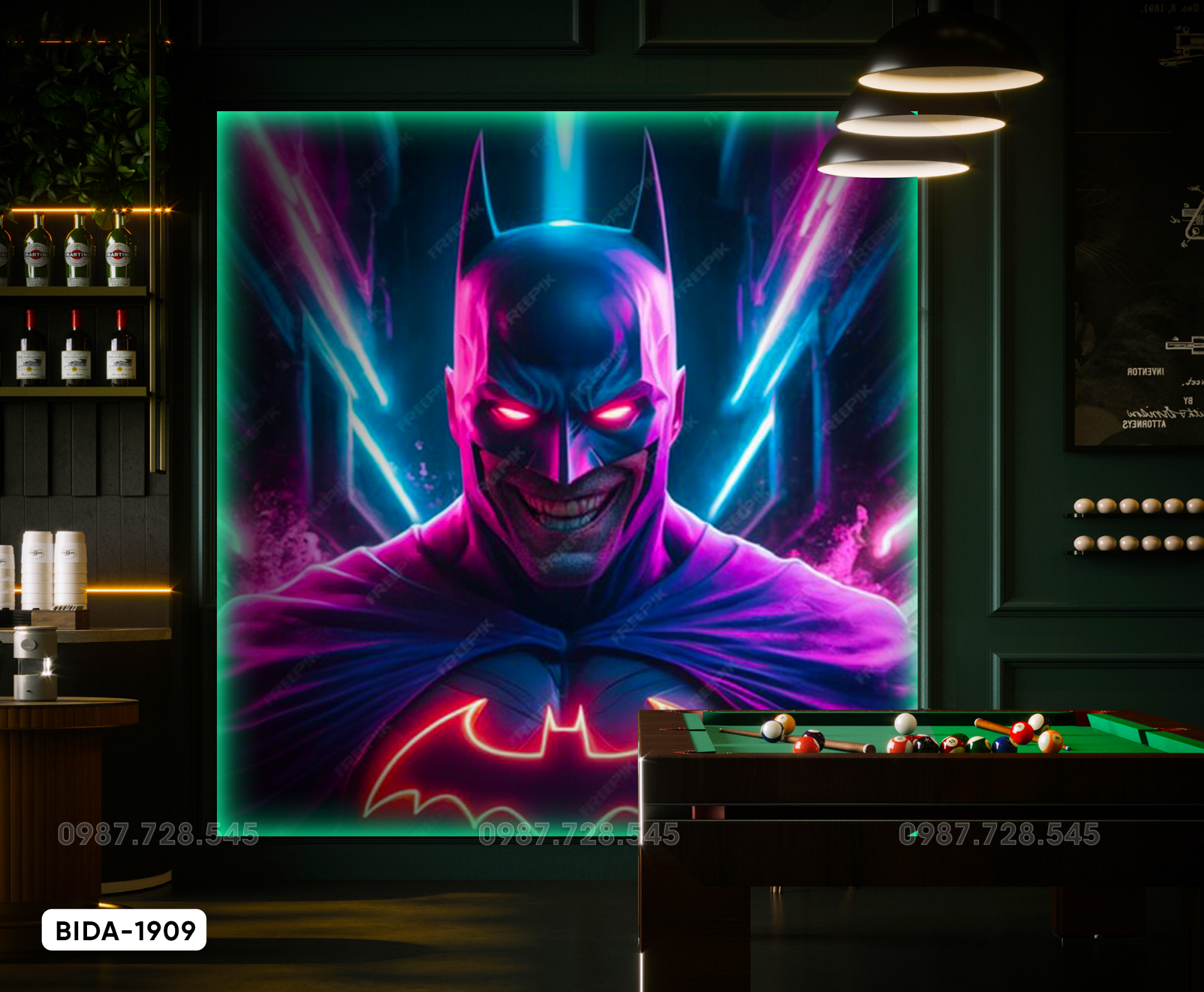Tranh Dán Tường Quán Bida 3D 5D 8D - BD1909