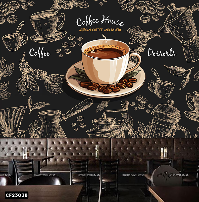 Tranh Dán Tường Coffee 3D 5D 8D - CF2303B
