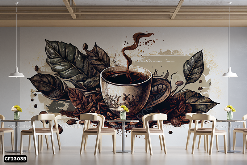 Tranh Dán Tường Coffee 3D 5D 8D - CF2303B