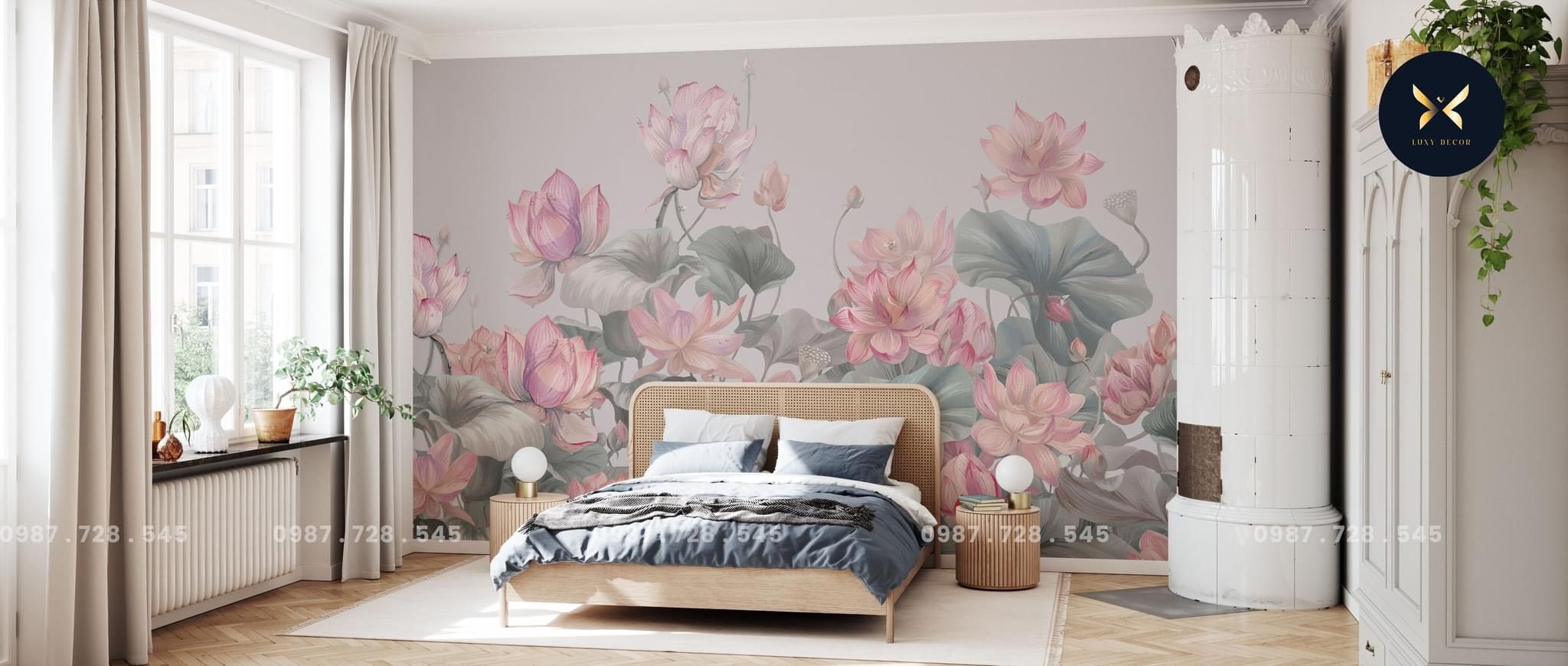 Tranh Dán Tường Hoa Sen 3D 5D 8D