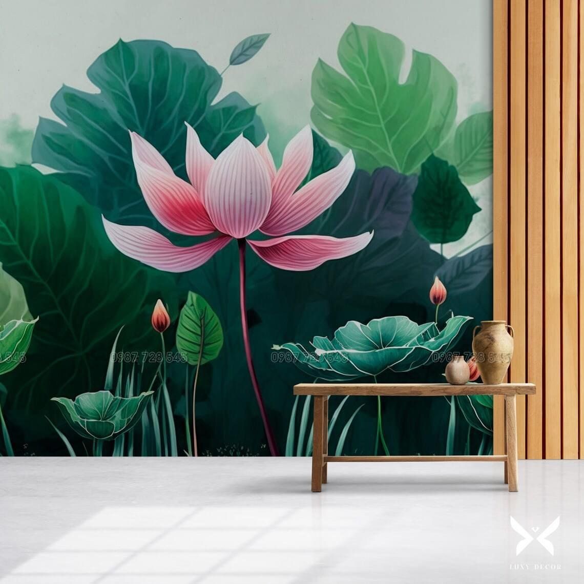 Tranh Dán Tường Hoa Sen 3D 5D 8D