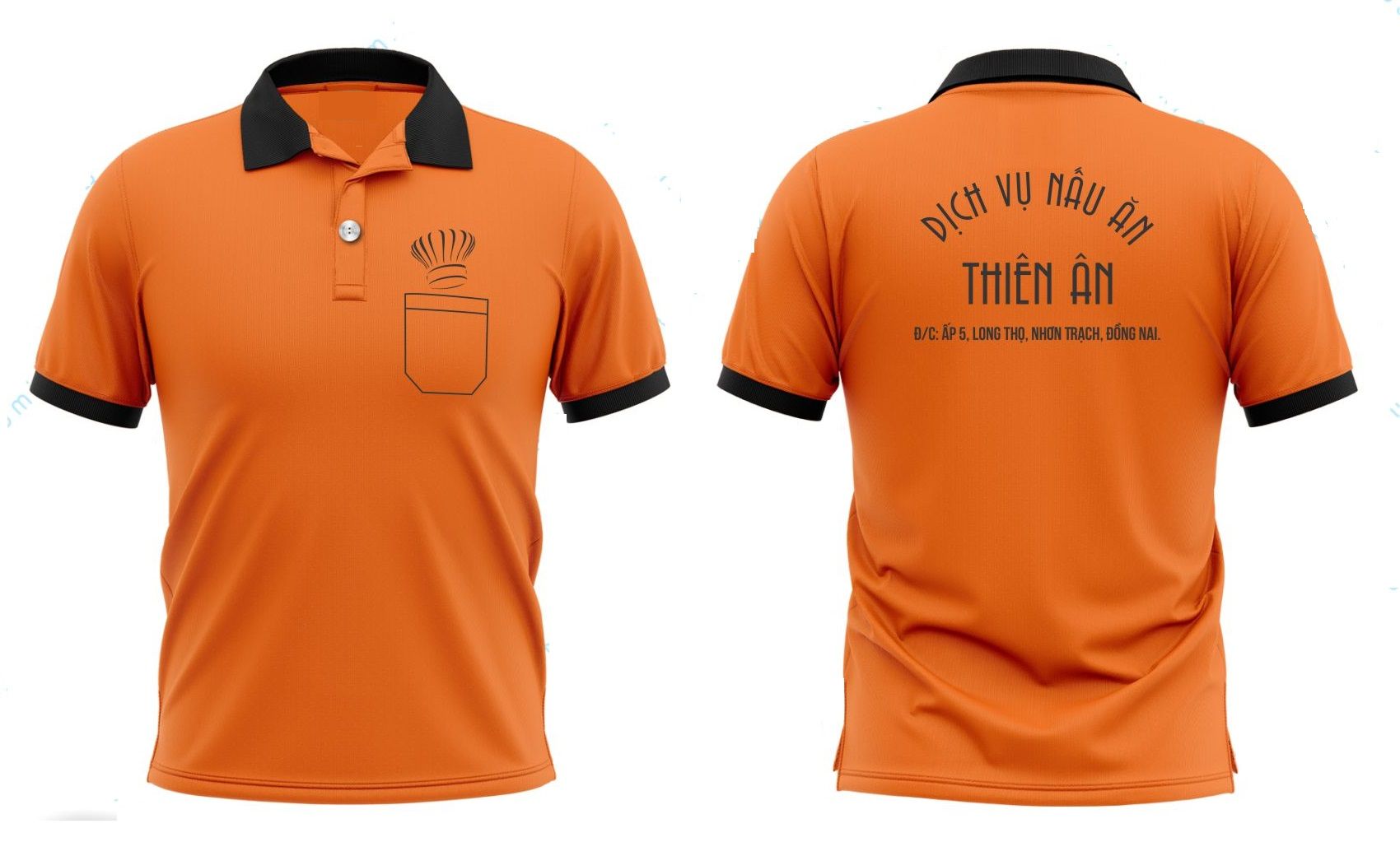 Áo thun đồng phục màu cam bo màu đen