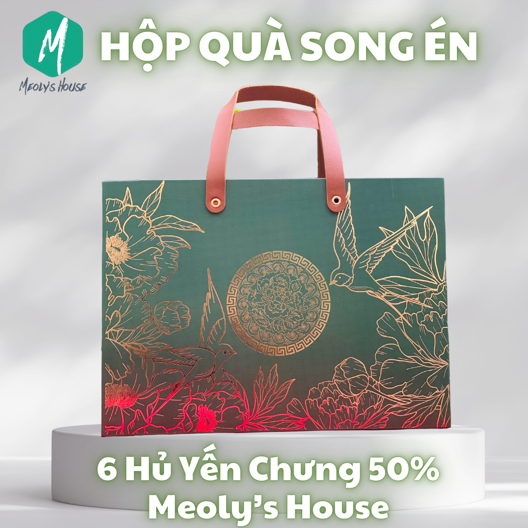 Hộp Quà 6 Hủ Yến Chưng 50% Yến Meoly House Song Én Quà Tết Quà Biếu Quà Tặng Sang Trọng