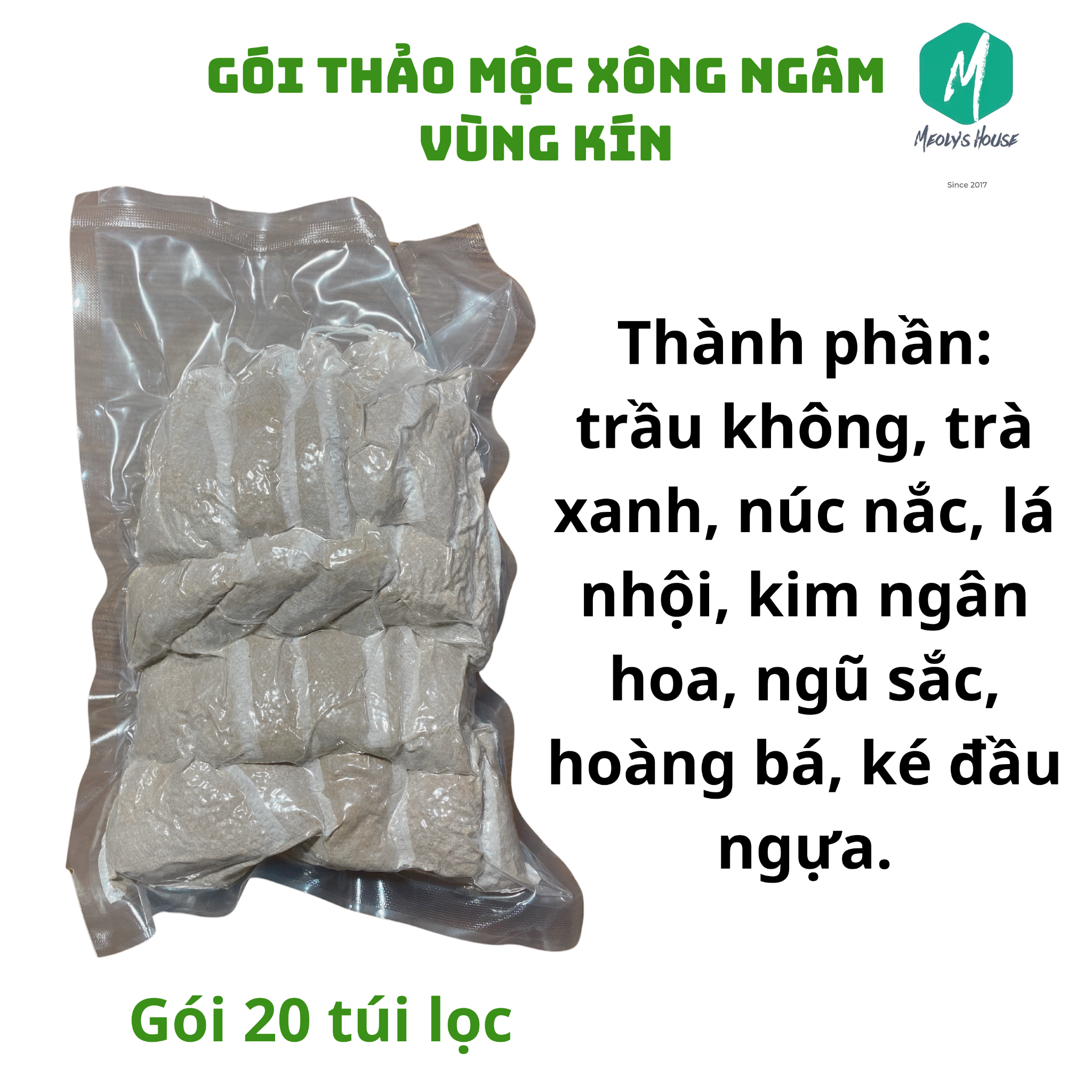 20 Túi Thảo Mộc Xông Ngâm Vùng Kín Dạng Túi Lọc - Giảm Thâm Se Khít Chống Viêm