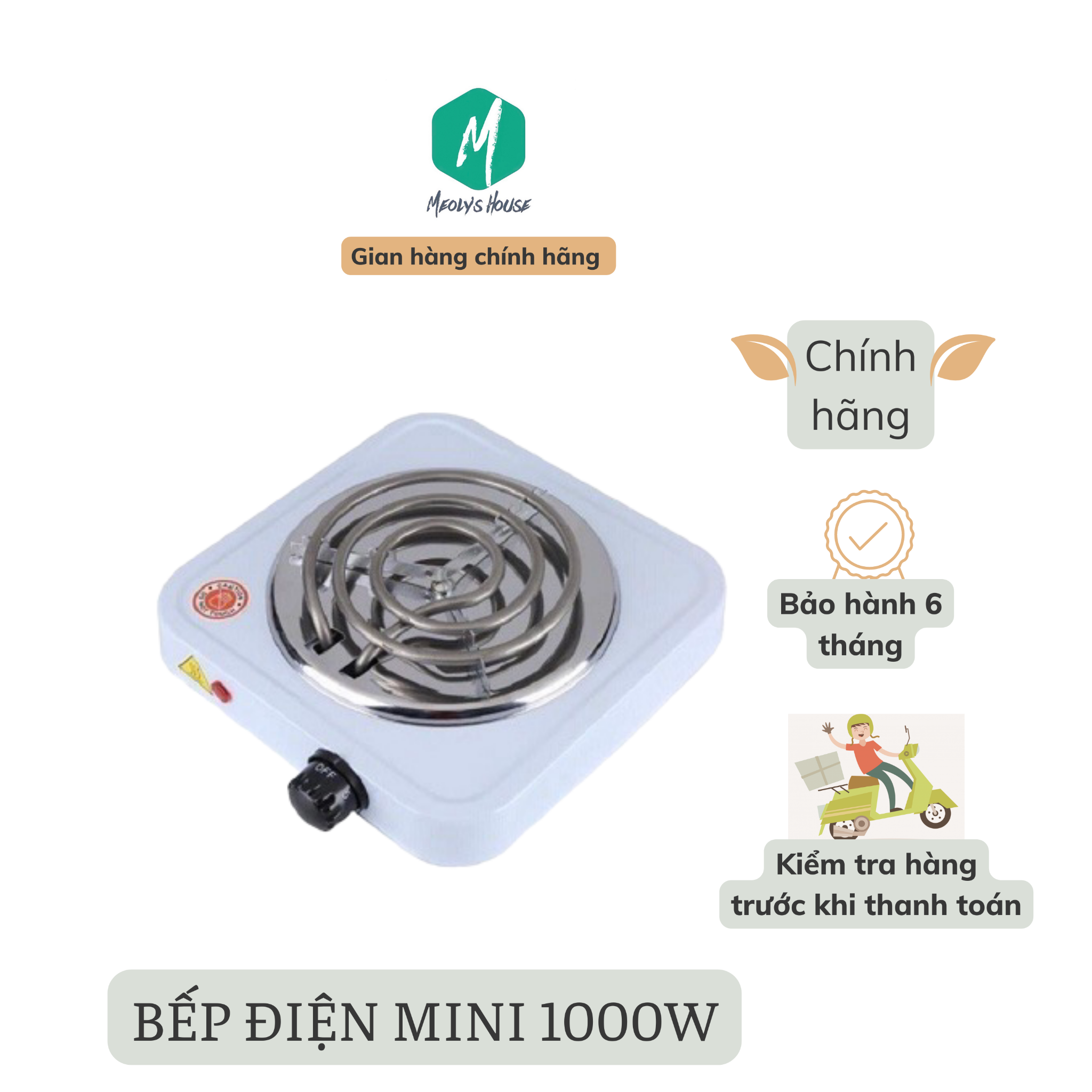 Bếp hơ lá trầu cho bé, bếp điện mini 1000W bếp xông sau sinh - Bảo hành 6 tháng