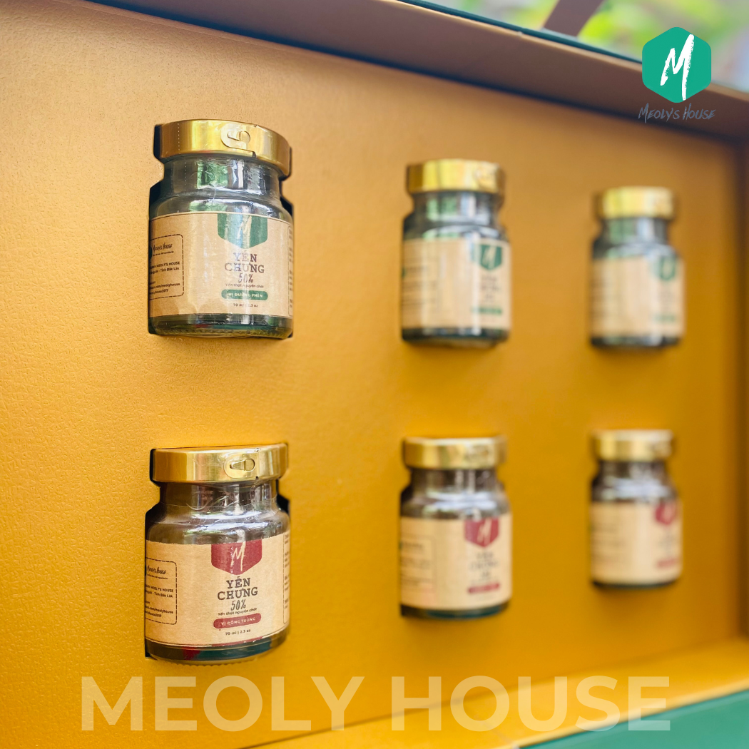 Hộp Quà 6 Hủ Yến Chưng 50% Yến Meoly House Song Én Quà Tết Quà Biếu Quà Tặng Sang Trọng