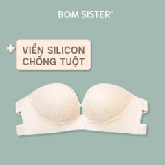 Áo lót mút vừa chất su phối ren không gọng màu trơn viền silicon chống tuột BOM SISTER A1156