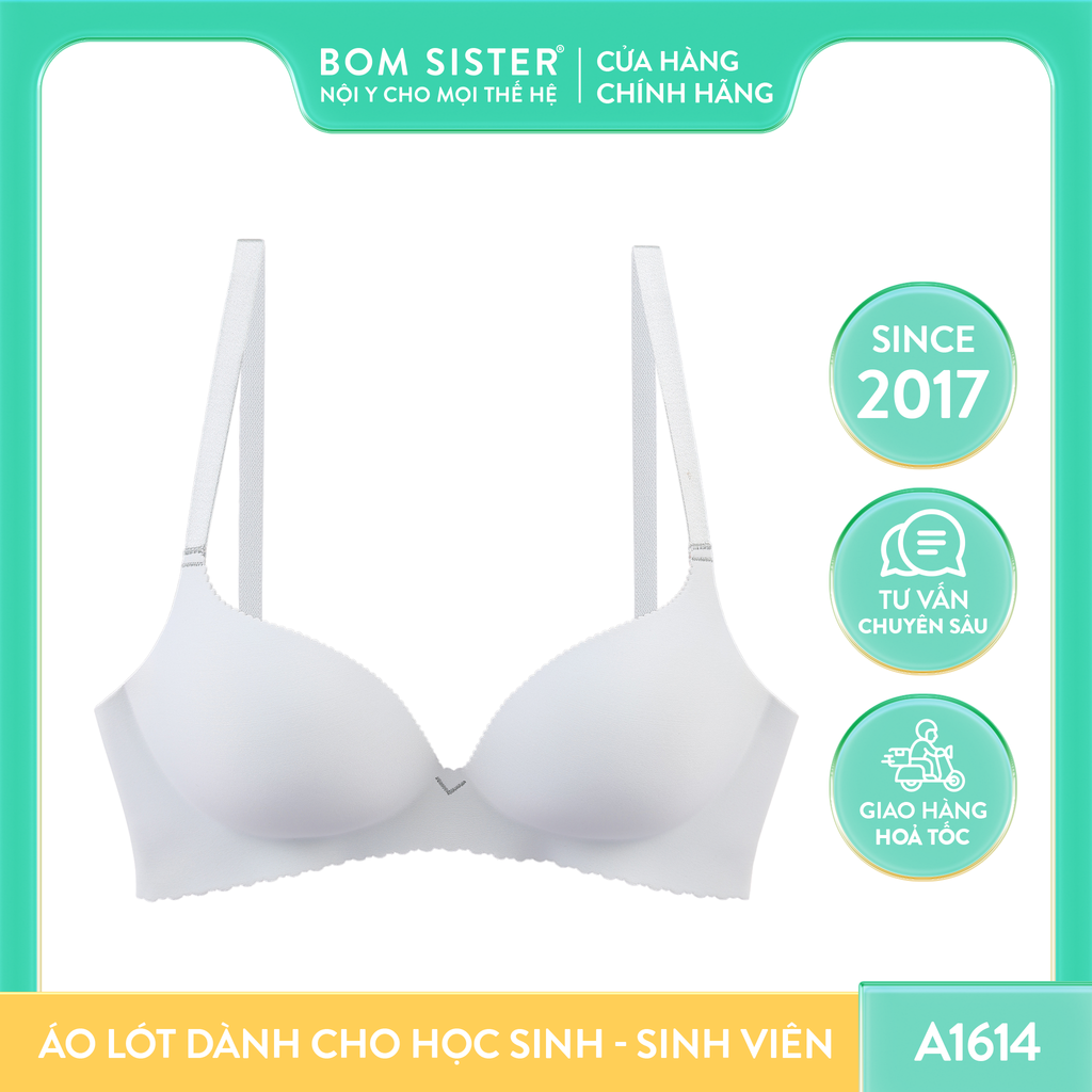 Áo lót nữ chất su đúc, không gọng mút mỏng nâng ngực tự nhiên BOM SISTER A1614