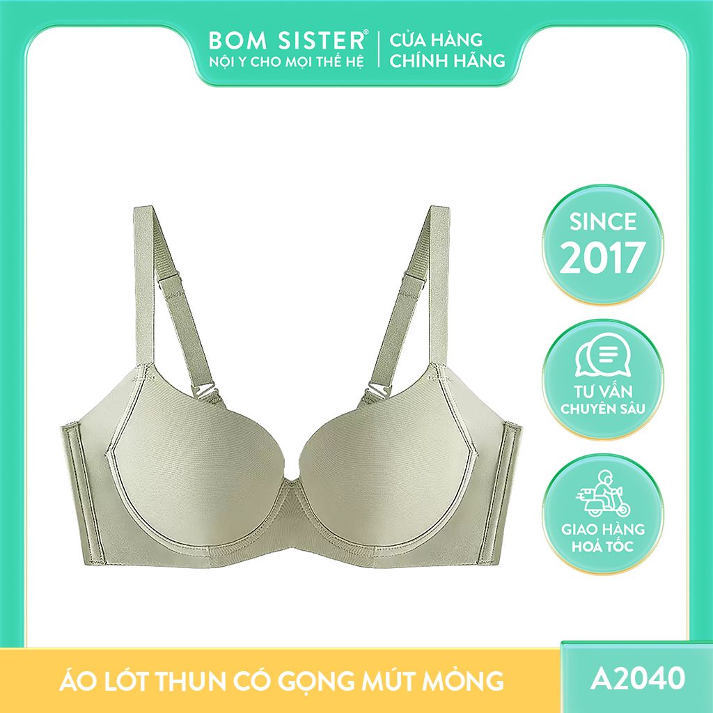 Áo lót mút mỏng có gọng màu trơn nâng ngực tự nhiên BOM SISTER A2040