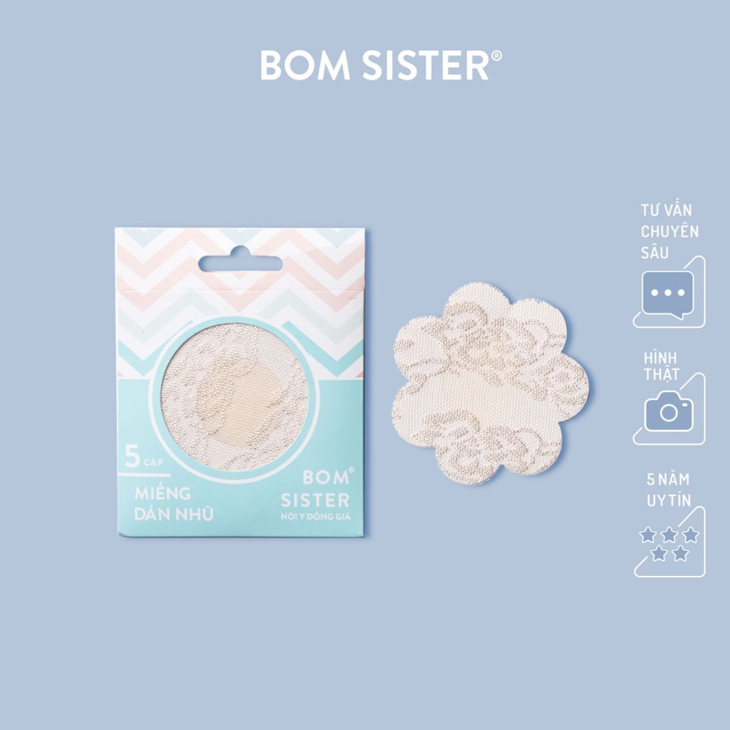 5 cặp dán nhũ vải ren hình hoa BOM SISTER D013