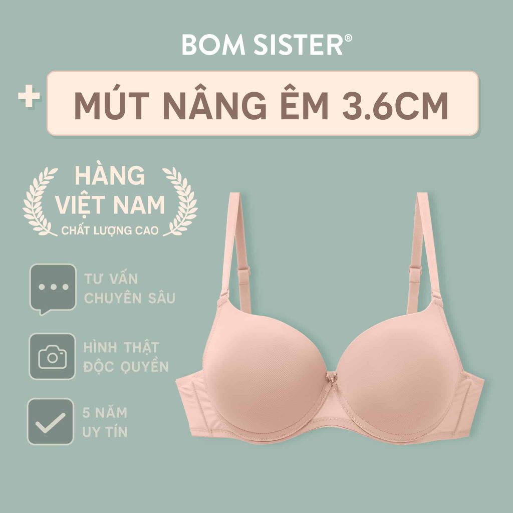 Áo lót mút dày có gọng thun lạnh màu trơn nâng đẩy tạo khe chữ V BOMSISTER x Munii MU1001