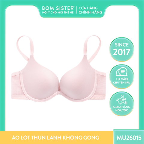 Áo lót nữ thun lạnh phối lưới không gọng mút mỏng chất vải thoáng mát thấm hút mồ hôi BOM SISTER MU26015