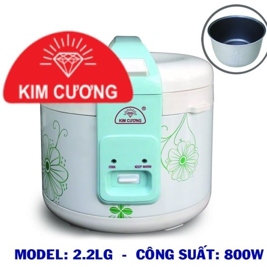 Nồi Cơm Điện Kim Cương - Nắp Gài Chống Dính 2.2 lít