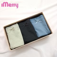 Combo 3 quần lót cotton nữ iMERRY cạp cao kháng khuẩn,thun co giãn 4 chiều phối ren thoáng khí VQ093