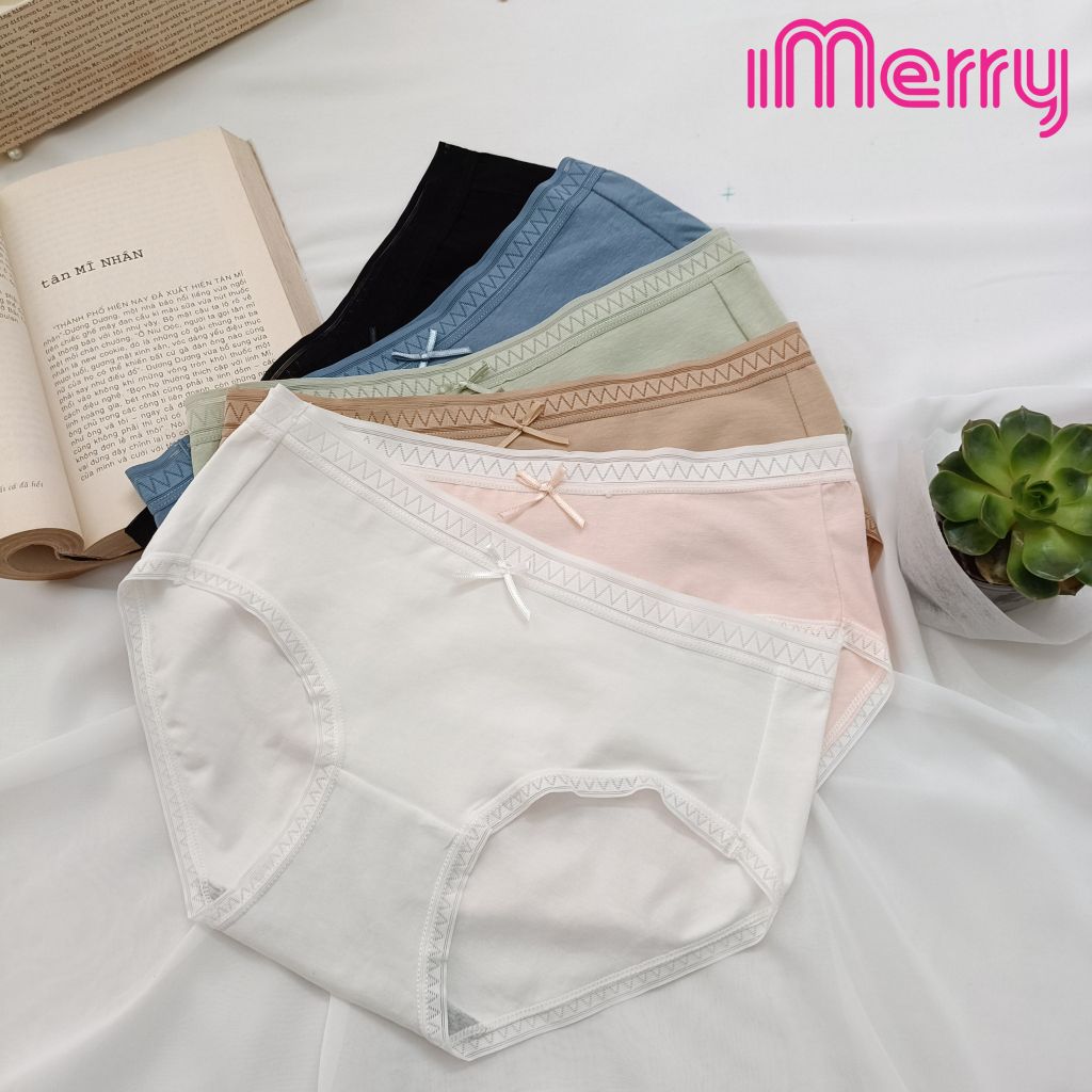 Combo 3 quần lót cotton nữ iMERRY cạp cao kháng khuẩn,thun co giãn 4 chiều phối ren thoáng khí VQ093