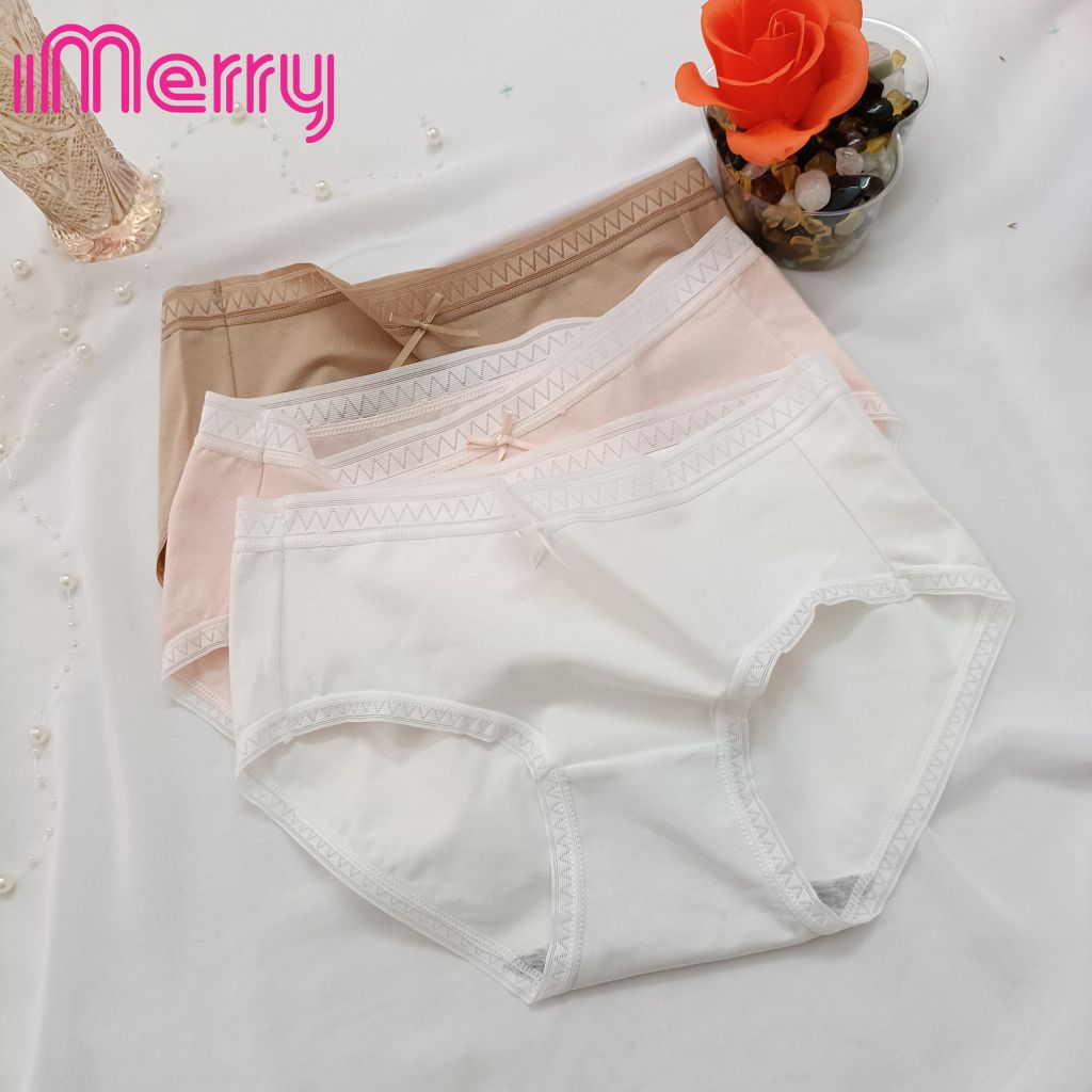 Combo 3 quần lót cotton nữ iMERRY cạp cao kháng khuẩn,thun co giãn 4 chiều phối ren thoáng khí VQ093