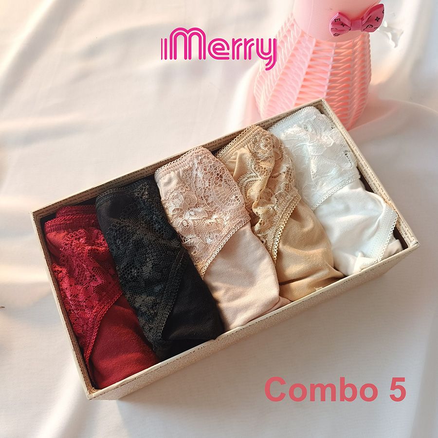 Combo 3 quần lót cotton nữ iMERRY phối ren cao cấp kiểu dáng bikini thoáng khí, thoải mái VQ094