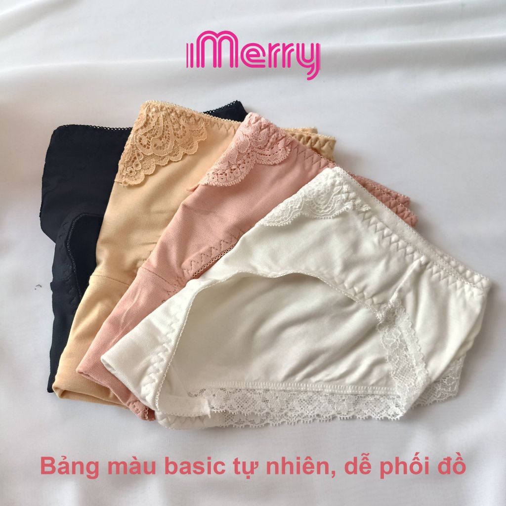 Combo 3 quần lót cotton nữ iMERRY phối ren cao cấp kiểu dáng bikini thoáng khí, thoải mái VQ020