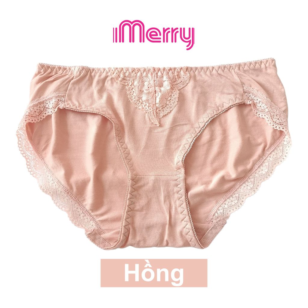 Combo 3 quần lót cotton nữ iMERRY phối ren cao cấp kiểu dáng bikini thoáng khí, thoải mái VQ020