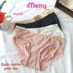 Combo 3 quần lót cotton nữ iMERRY phối ren cao cấp kiểu dáng bikini thoáng khí, thoải mái VQ020